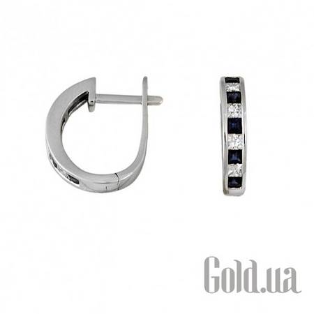 Серьги Золотые серьги с бриллиантами и сапфирами