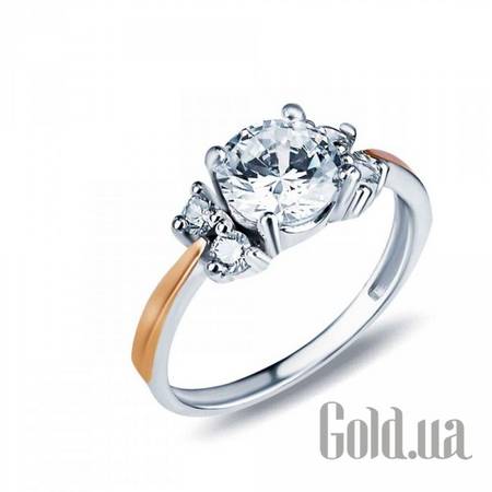 Кольцо Серебряное кольцо с куб. циркониями и вставками из золота, 18.5