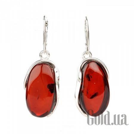 Серьги с подвесками Серебряные серьги с янтарем