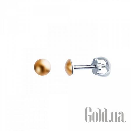 Серьги-гвоздики Серебряные серьги со вставками золота