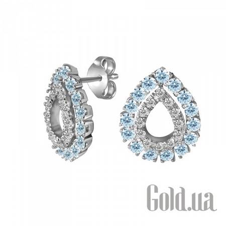 Серьги-гвоздики Золотые серьги с бриллиантами и аметистами