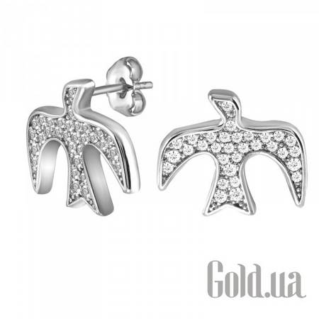 Серьги-гвоздики Серебряные серьги с кубическим цирконием