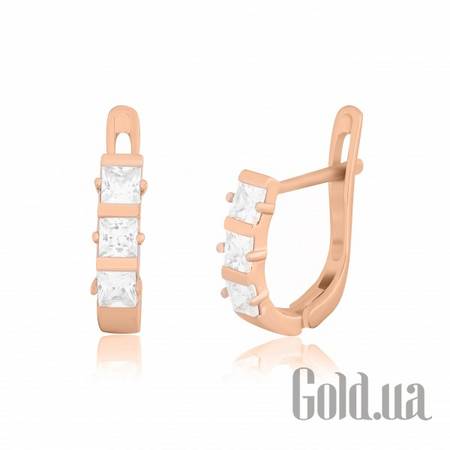 Серьги Серебряные серьги с куб. циркониями в позолоте