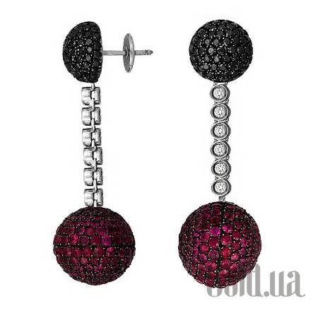 Серьги с подвесками Золотые серьги с бриллиантами и рубинами