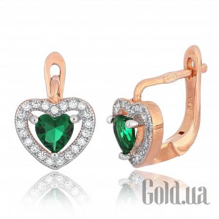 Серьги Серебряные серьги с  куб. циркониями в позолоте