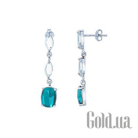 Серьги с подвесками Серебряные серьги с кристаллами Swarovski