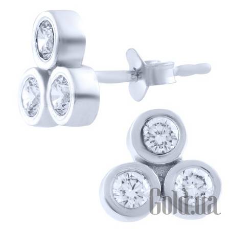 Серьги-гвоздики Серебряные серьги с куб. циркониями