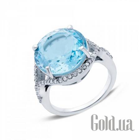 Женские кольца Женское серебряное кольцо с топазом и куб. циркониями, 18