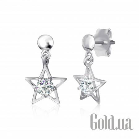 Серьги с подвесками Серебряные серьги с куб. циркониями