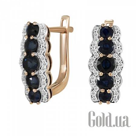 Серьги Золотые серьги с бриллиантами и сапфирами