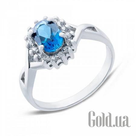 Женские кольца Женское серебряное кольцо с топазом и куб. циркониями, 19