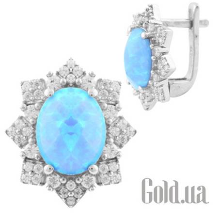 Серьги Серебряные серьги с опалами и куб. циркониями