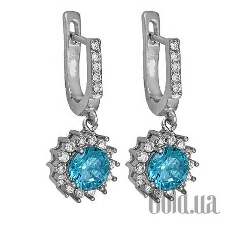 Серьги с подвесками Серебряные серьги с куб. циркониями