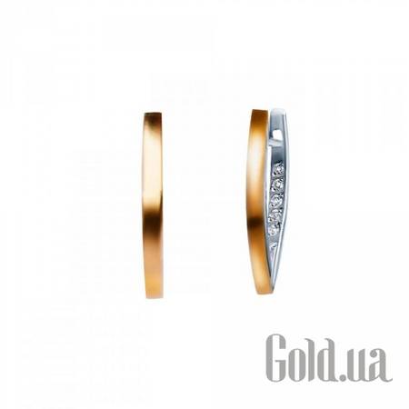 Серьги Серебряные серьги с куб. циркониями и вставками золота