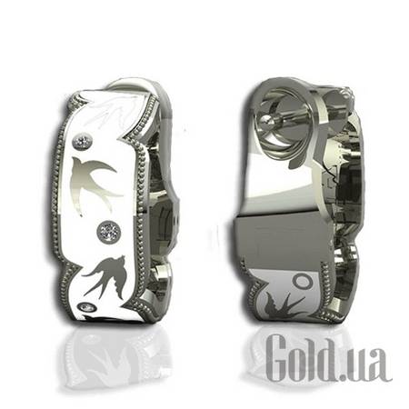 Серьги-кольца Золотые серьги с бриллиантами и эмалью