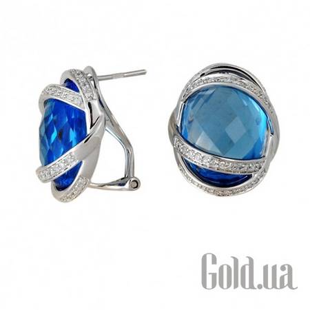 Серьги Золотые серьги с бриллиантами и топазами