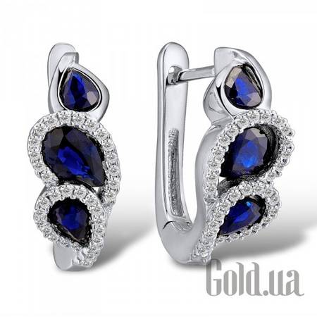 Серьги Золотые серьги с бриллиантами и сапфирами
