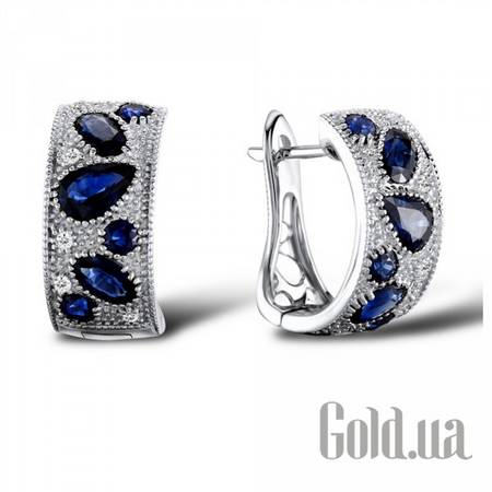 Серьги Золотые серьги с бриллиантами и сапфирами