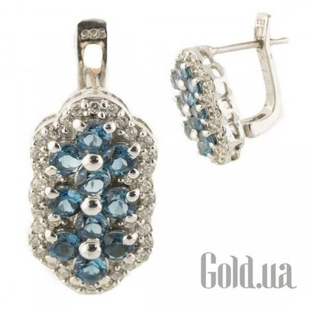 Серьги Серебряные серьги с топазами и куб.циркониями