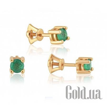 Серьги-гвоздики Золотые серьги с изумрудами
