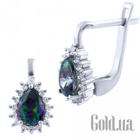 Серьги Серебряные серьги с топазами и куб. циркониями