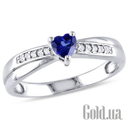 Кольцо Серебряное кольцо с бриллиантами и сапфирами (синтетич.), 17