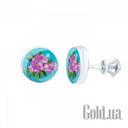 Серьги-гвоздики Серебряные серьги с муранским стеклом