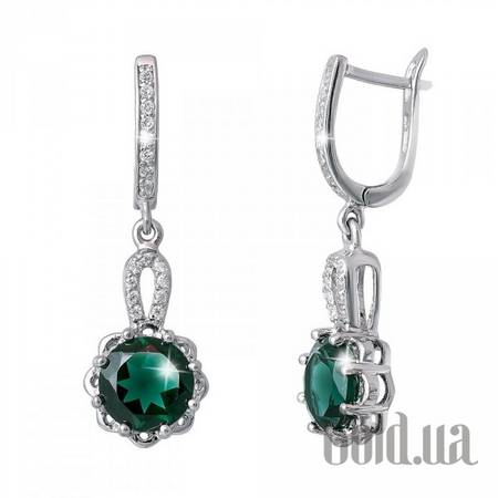 Серьги с подвесками Серебряные серьги с кварцами и куб. циркониями