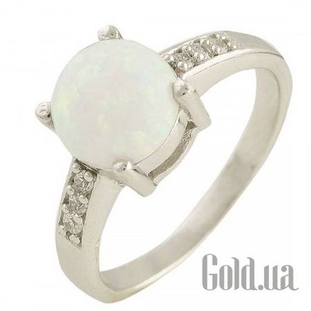 Кольцо Серебряное кольцо с опалом и куб. циркониями, 17