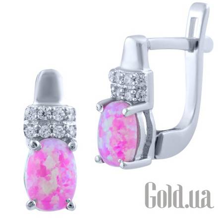 Серьги Серебряные серьги с опалами и куб. циркониями
