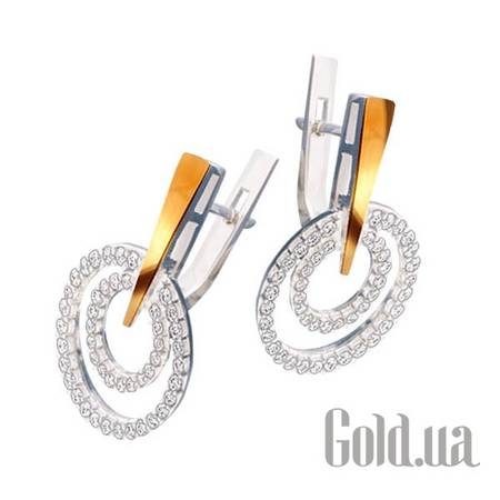 Серьги с подвесками Серебряные серьги с куб. циркониями