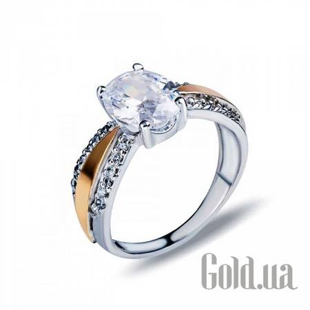 Кольцо Серебряное кольцо с куб. циркониями и вставками из золота, 19