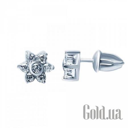 Серьги-гвоздики Серебряные серьги с куб. циркониями