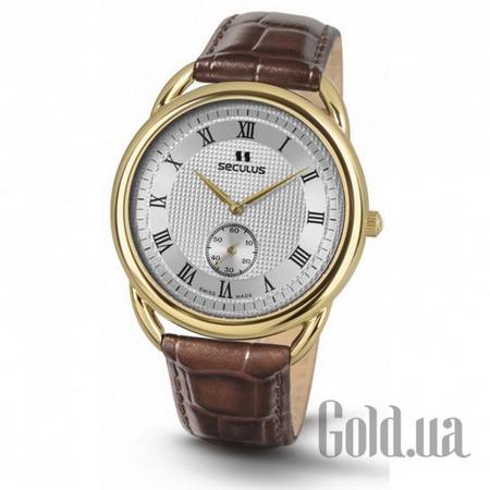 Швейцарские часы 4483.2.1069 pvd-y, white dial, brown leather