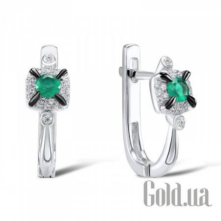 Серьги Золотые серьги с бриллиантами и изумрудами