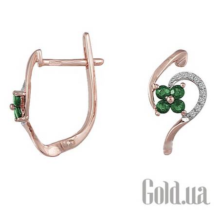 Серьги Золотые серьги с бриллиантами и изумрудами