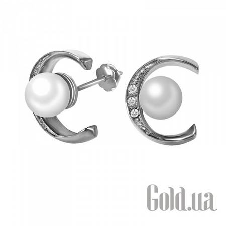 Пусеты (гвоздики) Стальные серьги со стразами с серебрением