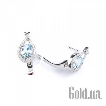 Серьги Серебряные серьги с куб. циркониями и топазами