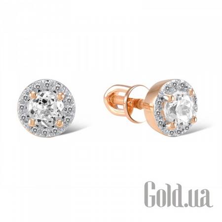 Серьги-гвоздики Золотые серьги с бриллиантами и топазами