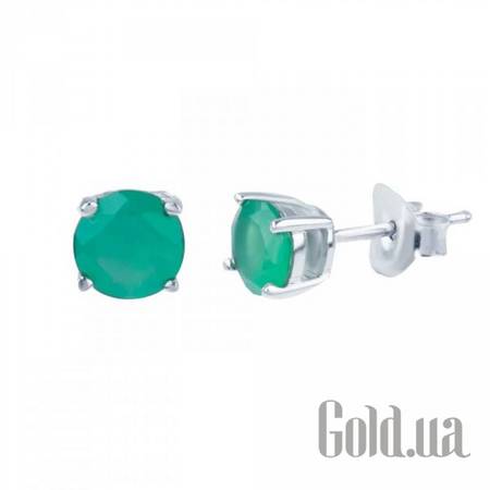 Серьги-гвоздики Серебряные серьги с агатами