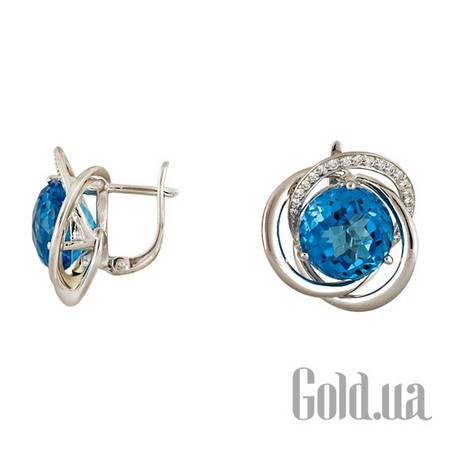 Серьги Золотые серьги с бриллиантами и топазами