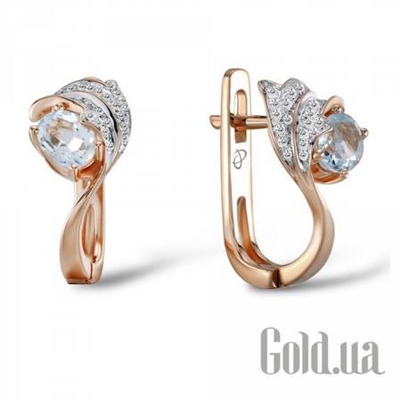 Серьги Золотые серьги с бриллиантами и топазами