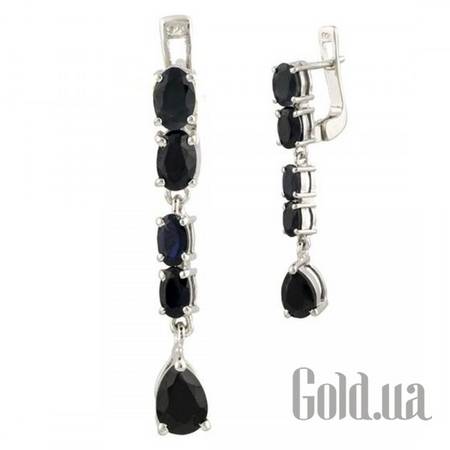 Серьги с подвесками Серебряные серьги с сапфирами