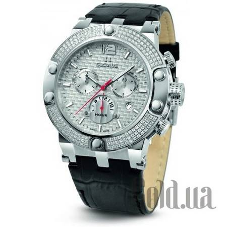 Швейцарские часы 4490.2.503 white, ss stones, black leather