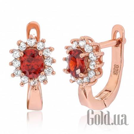 Серьги Серебряные серьги с  куб. циркониями в позолоте