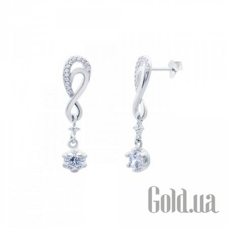 Серьги с подвесками Серебряные серьги с куб. циркониями