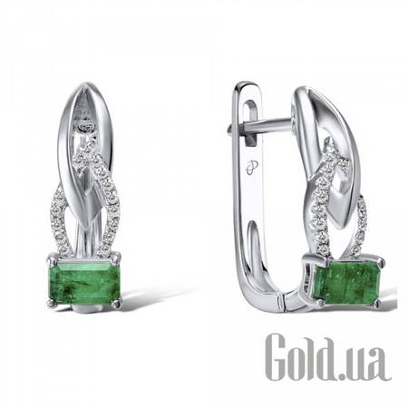 Серьги Золотые серьги с бриллиантами и изумрудами