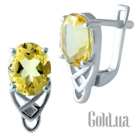 Серьги Серебряные серьги с цитринами