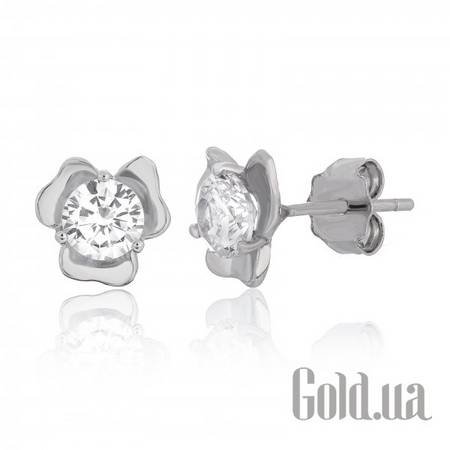 Серьги-гвоздики Серебряные серьги с  куб. циркониями