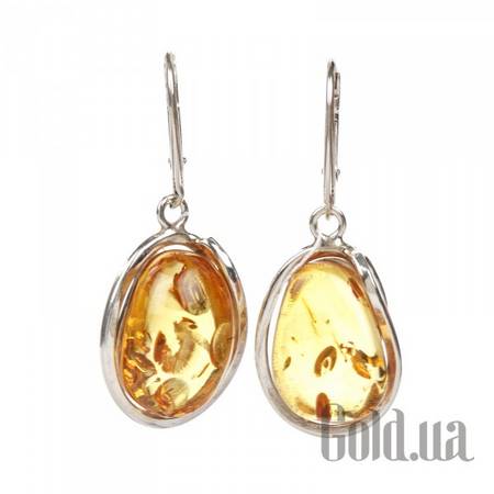 Серьги с подвесками Серебряные серьги с янтарем